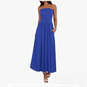 NWT - Elegant Blue Strapless Maxi Dress